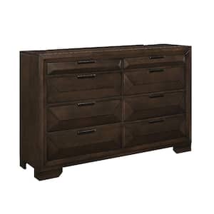 Brown 8-Drawer 59 in. W Dresser Without Mirror