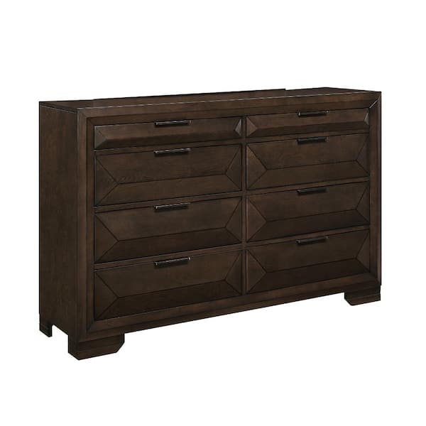 Benjara Brown 8-Drawer 59 in. W Dresser Without Mirror