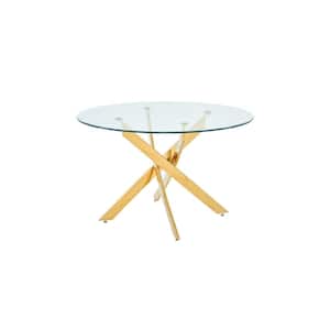 Trinity 47 in. Round Gold Glass Dining Table (Seats 4)