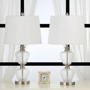 San Francisco 25 .5" Chrome Table Lamp Set With White Shade (Set of 2)