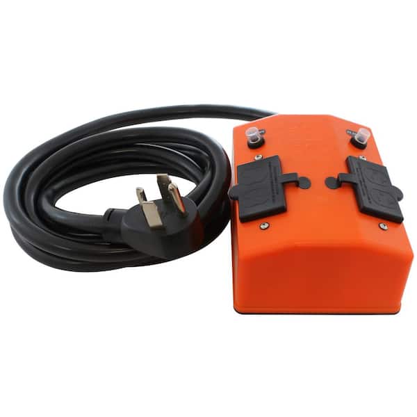 AC WORKS 25 ft. NEMA 14-30 4-Prong Dryer Plug to PDU Outlet Box (GFCI and Breakers)