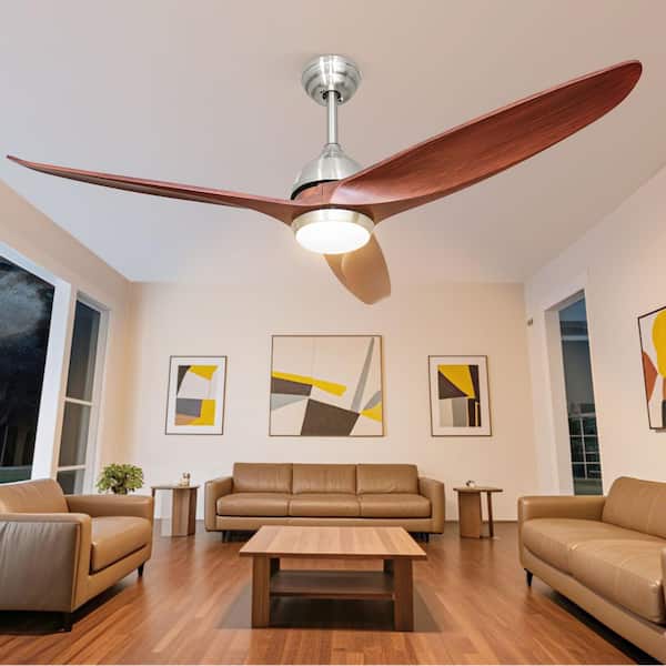 52 in. Smart Indoor Nickel 6-Speed 3-Colors Ceiling Fan with Integrated LED and APP/Remote Controls and Memory
