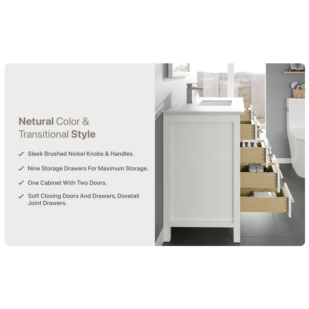 42" White Carrara Marble Single Bathroom Vanity
