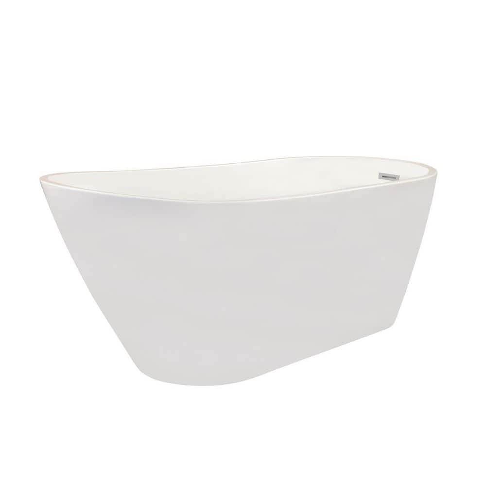 Shaia 67'' White Acrylic Freestanding Soaking Bathtub