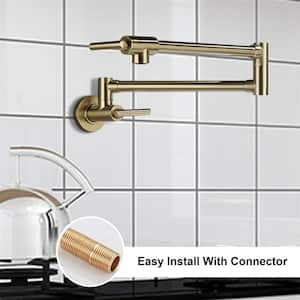 Pot Filler Faucet Modern Brass Pot Filler 2-Attachment Wall Mount Folding Kitchen Pot Filler Swing Arm