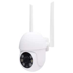 Starfish Wi-Fi Smart Outdoor Pan and Tilt Plug-In Security Camera with Light, White