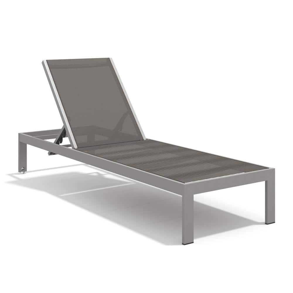 Gray and Silver Modern Design Aluminum Outdoor Coffee Table and Lounge Set 