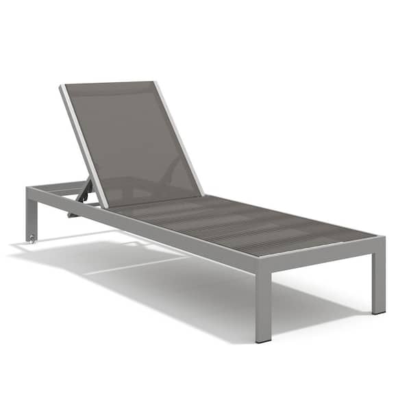 Unbranded Gray and Silver Modern Design Aluminum Outdoor Coffee Table and Lounge Set of 2