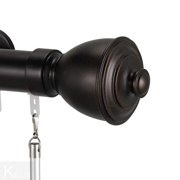 Art Decor Tekno 40 60 in. Non-Adjustable 1.5 in. Single Traverse Window Curtain Rod Set in Maroon with Melrose Finial
