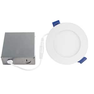 Slim Disk 4 in. New Construction/Remodel Matte White Integrated LED Recessed Fixture Kit