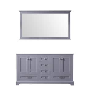 Dukes 60 in. W x 22 in. D Dark Grey Double Bath Vanity without Top and 58 in. Mirror