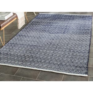Boston Navy 4 ft. x 4 ft. Square Gradient Geometric Solid Area Rug