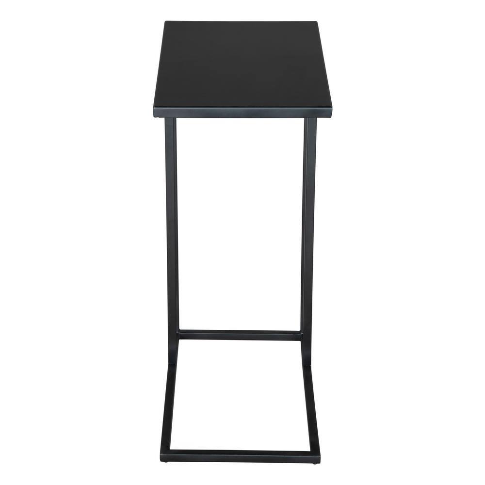 Black Powder-Coated Metal Rectangular Side Table