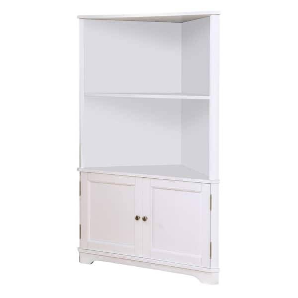 Furniture Of America Parkyr 50 In White Wood 2 Shelf Accent Corner