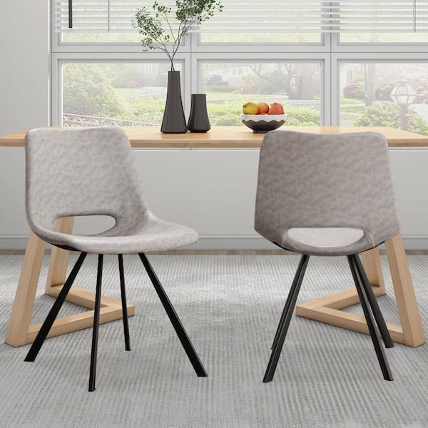 Clermont Grey Synthetic Leather Midcentury Dining Accent Chair (Set of 2)