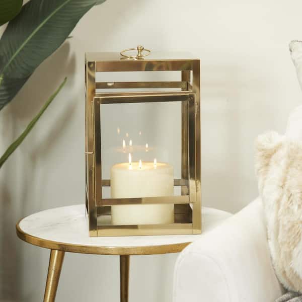 Litton Lane Gold Stainless Steel Decorative Candle Lantern