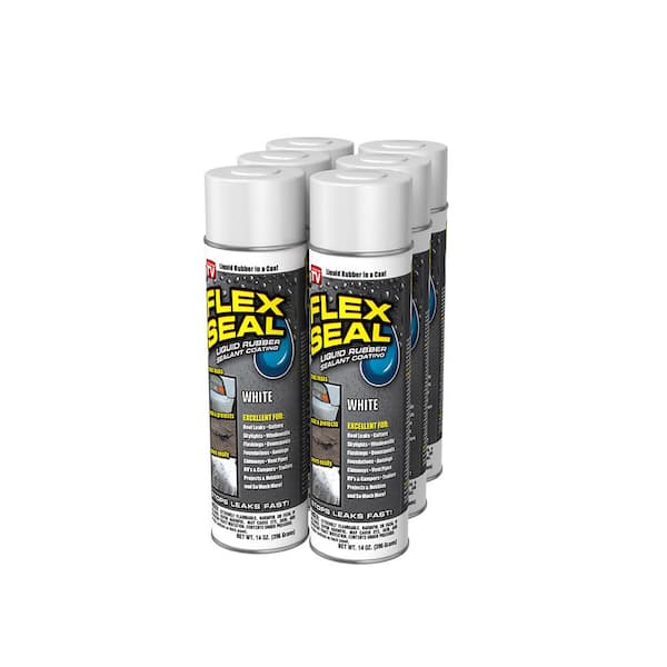 FLEX SEAL FAMILY OF PRODUCTS Flex Seal White 14 oz. Aerosol Liquid Rubber Sealant Coating Spray Paint (6-Pack)