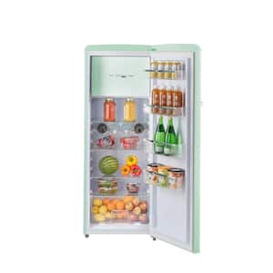 Classic Retro 21.6 in. 7.6 cu. ft. Retro Single Door Mini Refrigerator with Freezer in Summer Mint Green, ENERGY STAR