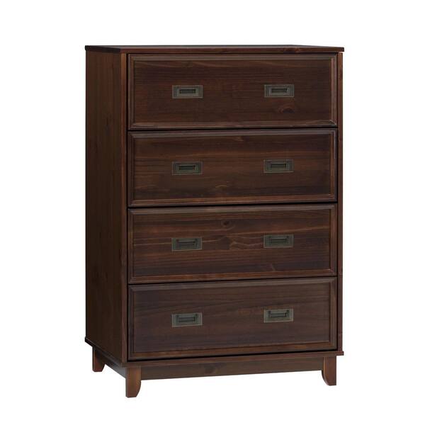 Welwick Designs 4-Drawer Walnut Solid Wood Transitional Framed Dresser (42 in. H x 28.5 in. W x 18 in. D), Brown