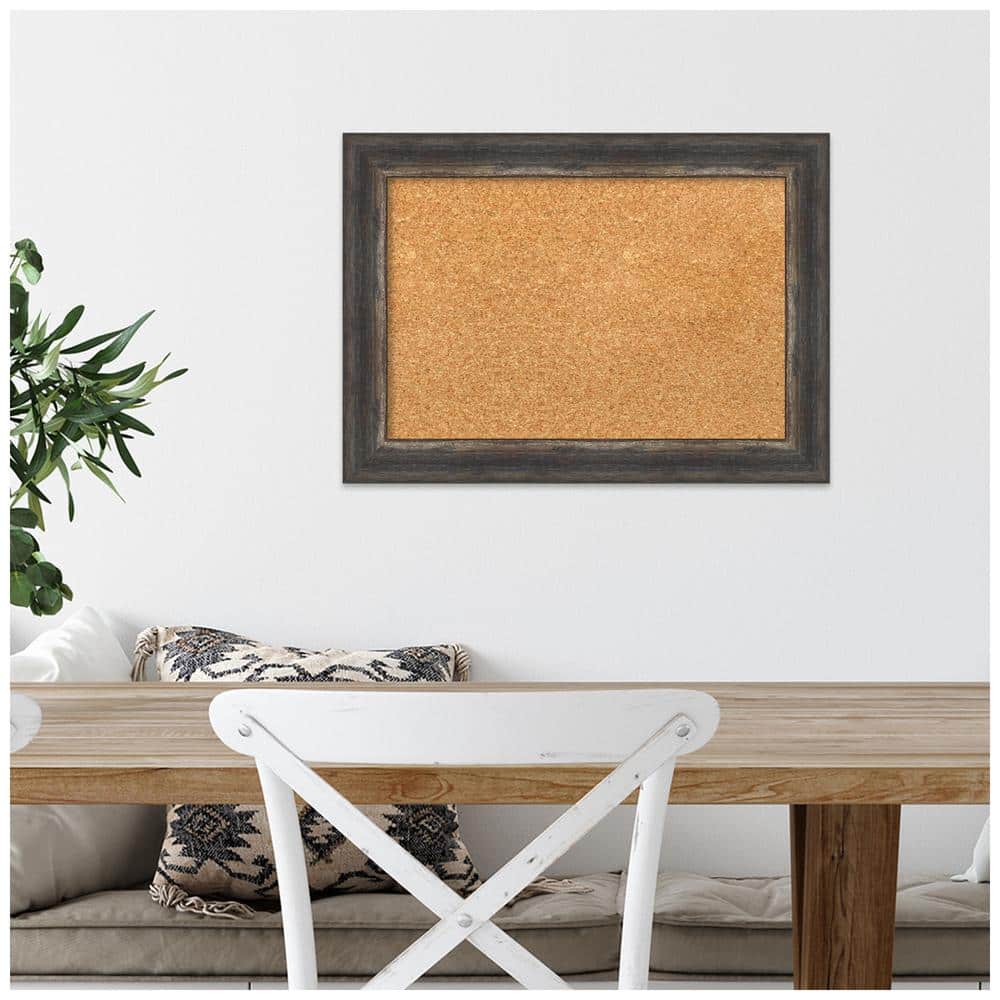 Natural Cork Board with Rustic Charred Wood Frame, 18x12