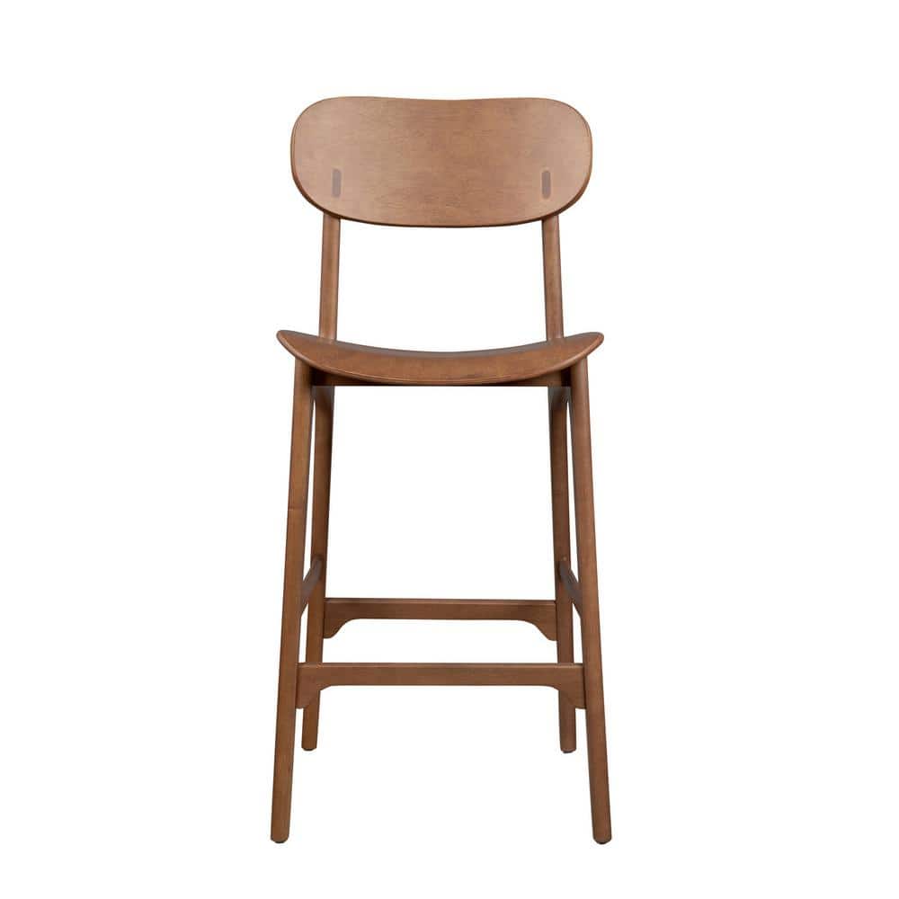 Solvang Mid-Century Modern Brown Ale Wood Bar Stool