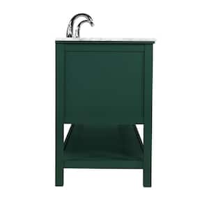 Timeless Home 72 in. W Double Bath Vanity in Green with Marble Vanity Top in Carrara with White Basin