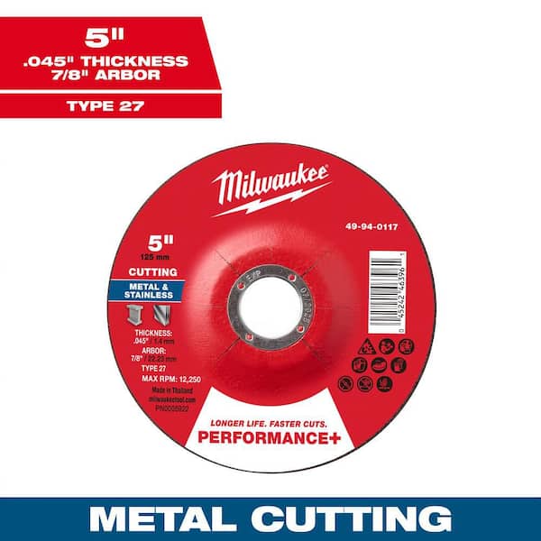 5 in. x. 045 in. x 7/8 in. Performance Plus Metal Cut Off Wheel-Type 27