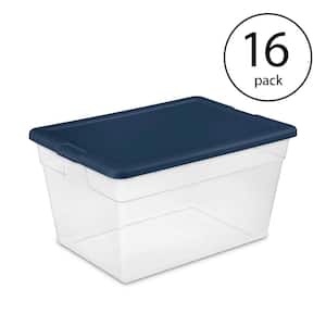 5 x 56 Litre Coloured Plastic Storage Boxes Containers Crates Totes with Lids 
