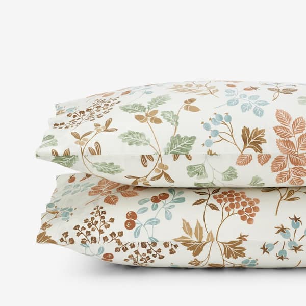 The Company Store Company Cotton Autumus Leaf Cream Multi Cotton Percale Standard Pillowcase (Set of 2)