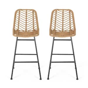 Sawtelle Stackable Faux Rattan Outdoor Bar Stool (2-Pack)