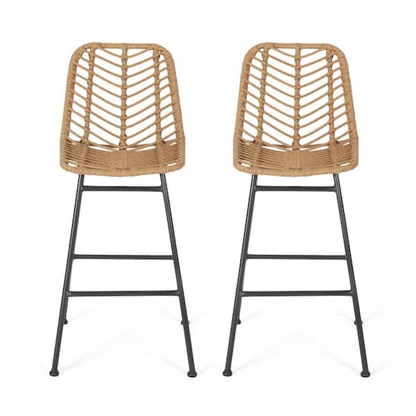 Sawtelle Stackable Faux Rattan Outdoor Patio Bar Stool (2-Pack)
