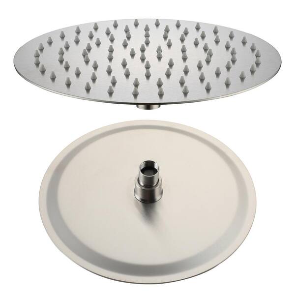 Boyel Living Round 1-Spray Pattern with 2.5 GPM 12 in. Wall Mount Ceiling Mount Fixed Shower Head Stainless Steel in Brushed Nickel-A