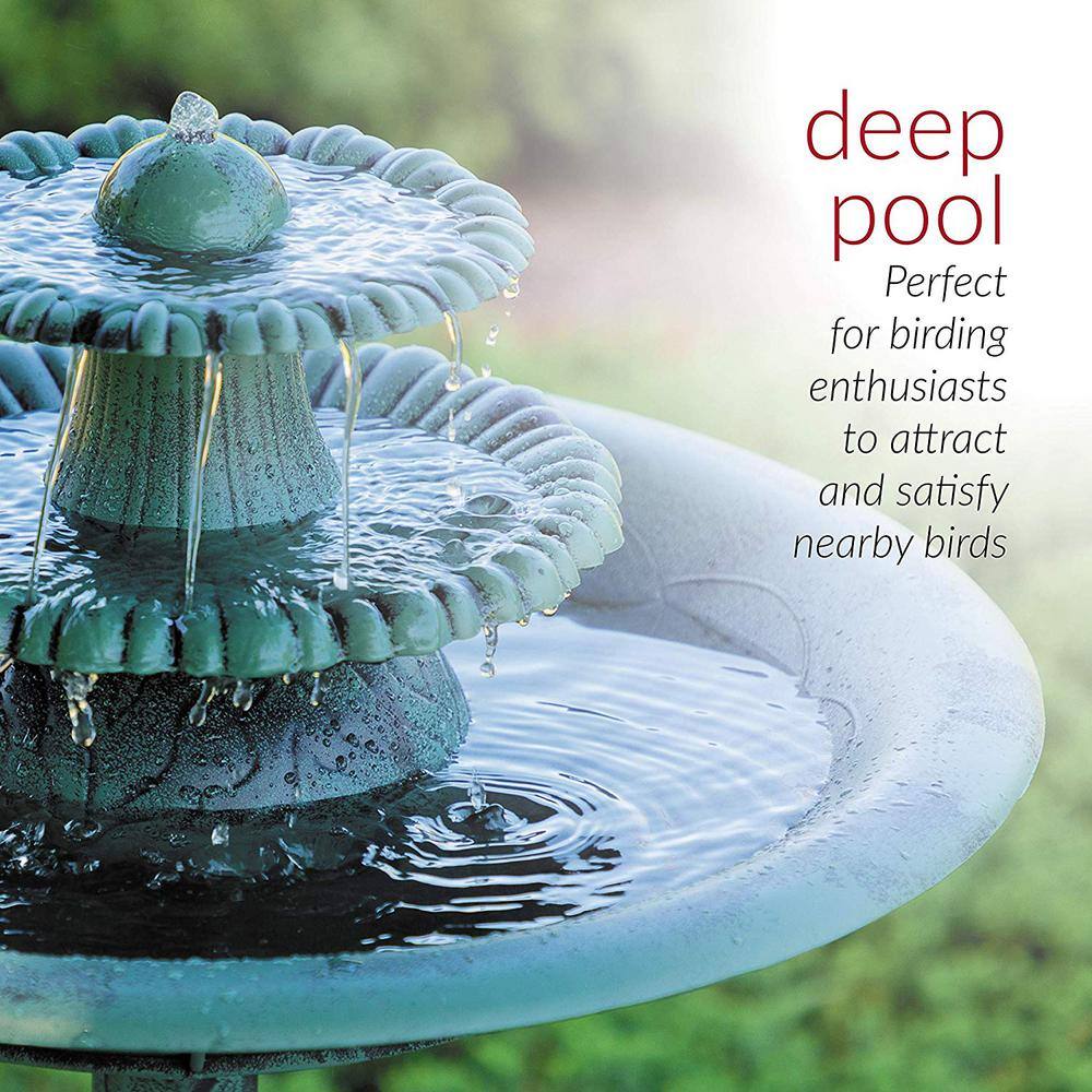 Green 3-Tier Pedestal Water Fountain Bird Bath