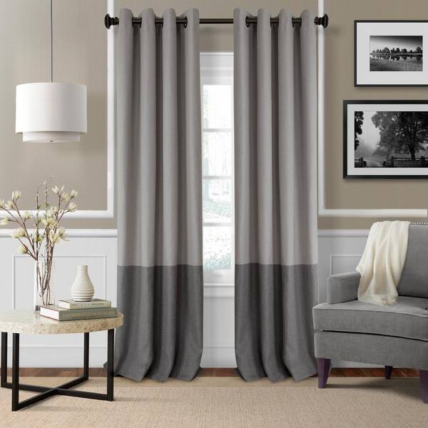 Elrene Gray Color Block Grommet Room, Grey And Color Curtains