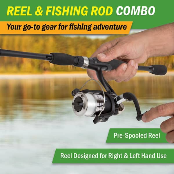 coarse fishing rods and reels 78 in. Pole Black Fiberglass Rod and Reel Combo Medium Action, Size 30 Spinning  Reel for Lake Fishing (2-Piece) 298387ZUO