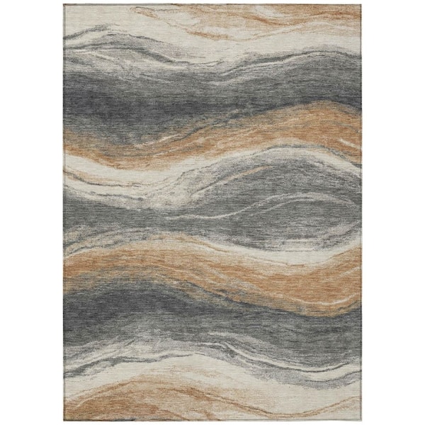 Chantille Machine Washable Indoor/Outdoor Abstract ACN3020 Gray 8 ft. x 10 ft. Area Rug