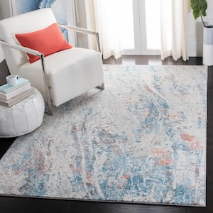 Tulum Ivory/Blue 8 ft. x 10 ft. Abstract Rustic Distressed Area Rug