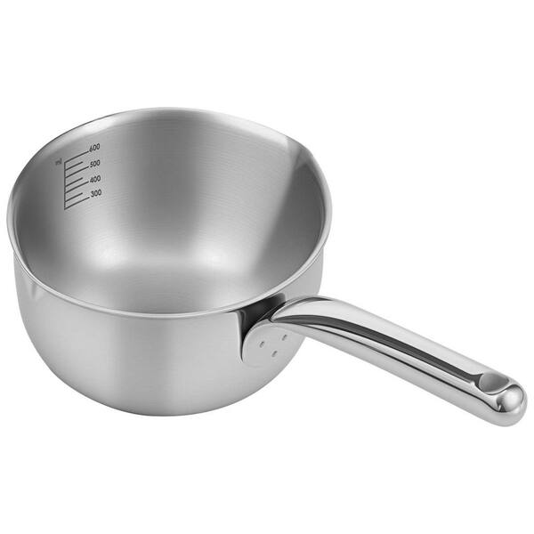 304 Stainless Steel Butter Warmer Measuring Pan with Dual Pour Spouts Induction Compatible Sauce Pan