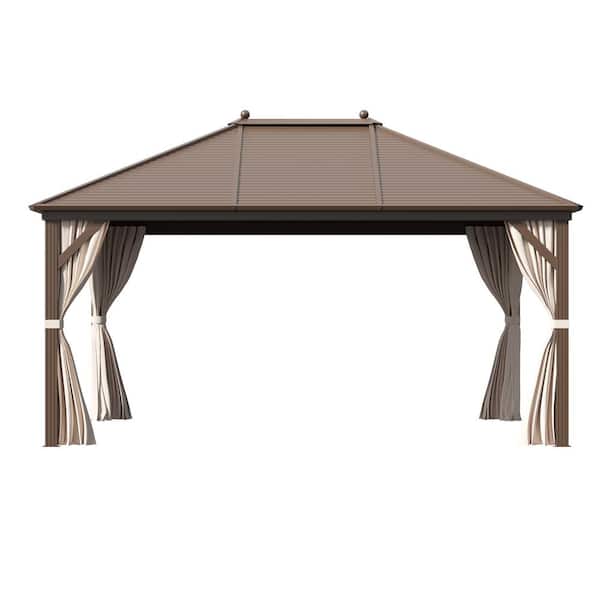 HOMMOW 10 ft. x 13 ft. Hardtop Outdoor Gazebo Clearance, Metal Roof Gazebo with Aluminum Frame for Patio Lawns