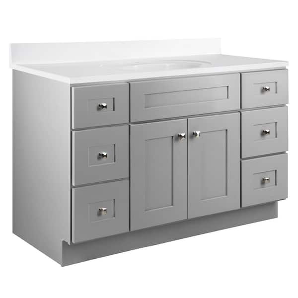 Brookings 49 in. W 1 Sink Bath Vanity in Gray with White Cultured Marble Single Hole Top Assembled