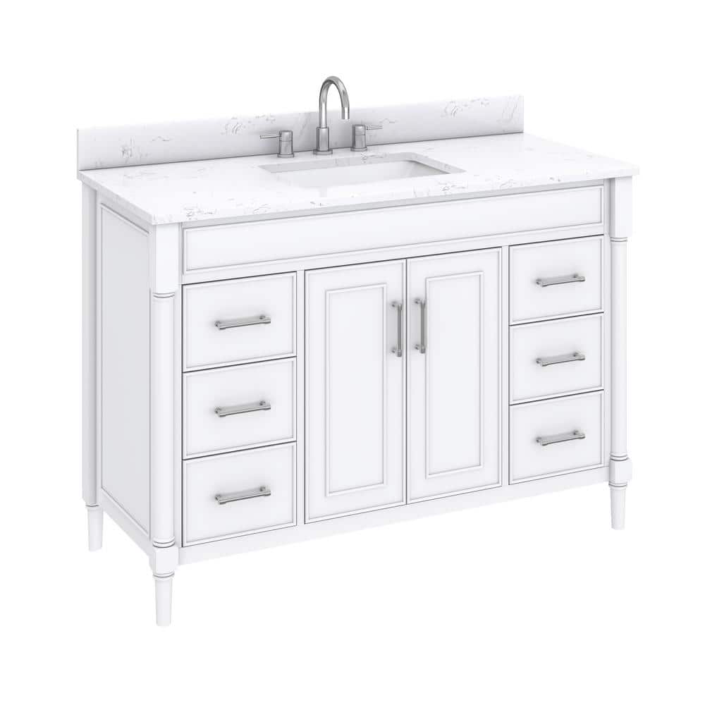 White 49'' Single Bathroom Vanity with Engineered Stone Top