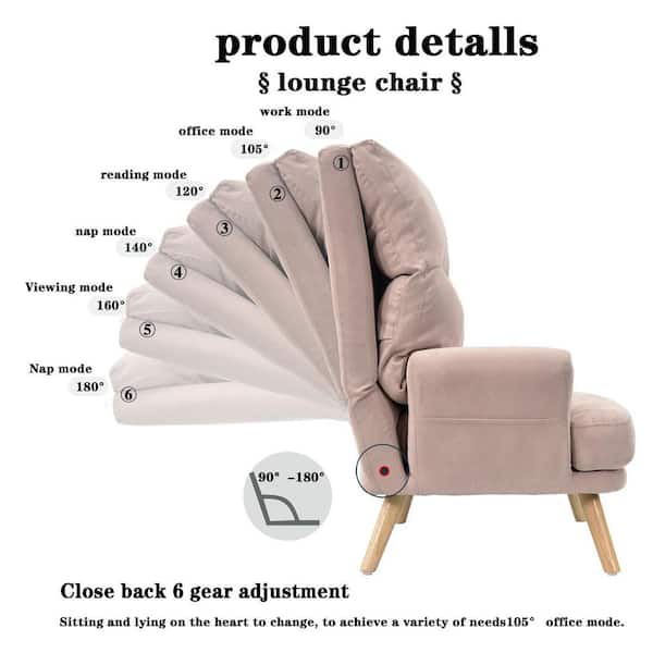 Breathabo Pink Linen Living Room Recliner Accent Chair with Ottoman Set