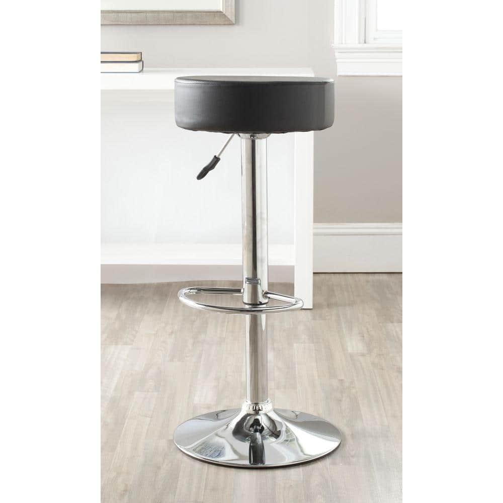 Adjustable Black Metal Swivel Backless Bar Stool