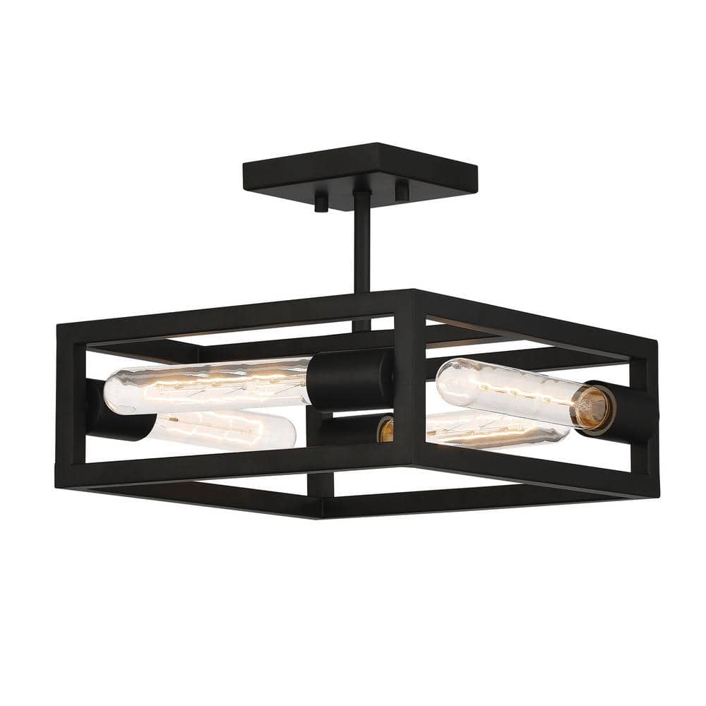 Urban Oasis Matte Black 13" Indoor/Outdoor Semi-Flush Light