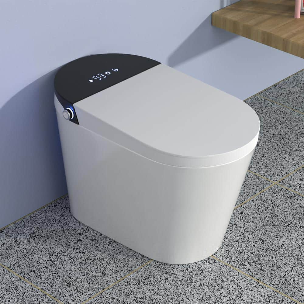 White Elongated Electric Smart Bidet Toilet with Heated Seat and LED Display