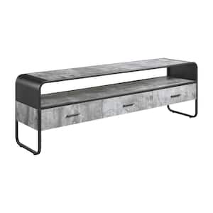 Raziela Gray and Black TV Stand Fits TV's up to 65 in. with 3 Storage Drawers