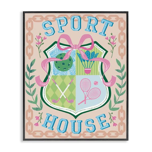Stupell Industries Preppy Coast Emblem by Jo Reid Black Framed Sports Giclee Art Print 20 in. x 16 in.