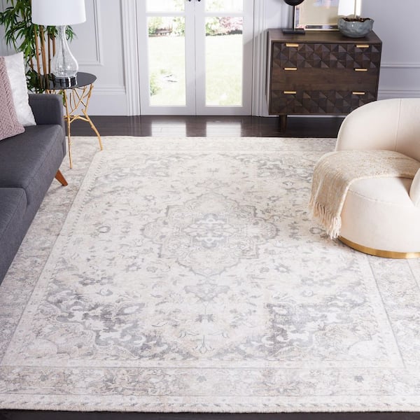 Restoration Vintage 9 ft. x 12 ft. Gray/Ivory Area Rug