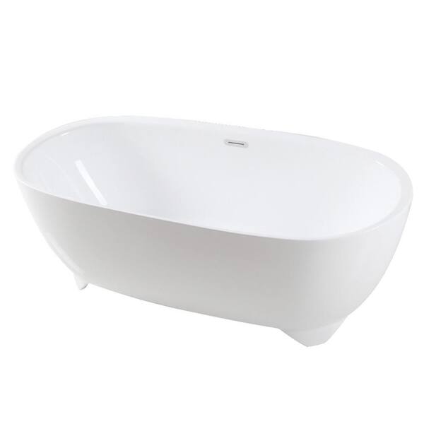 Kingston Brass Aqua Eden Zuri 67 in. Acrylic Clawfoot Freestanding Bathtub in White