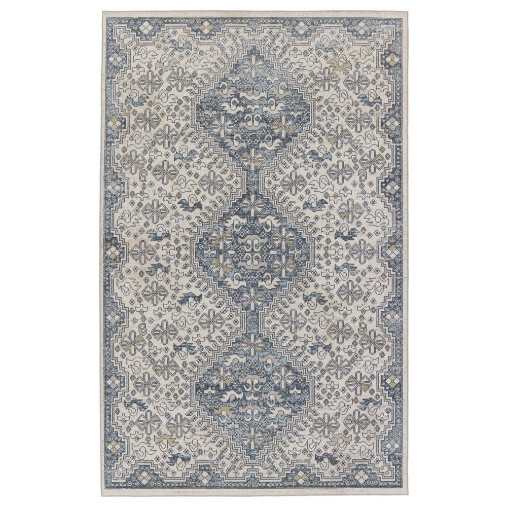 Nadine Chic Cream & Blue Medallion Tufted Area Rug